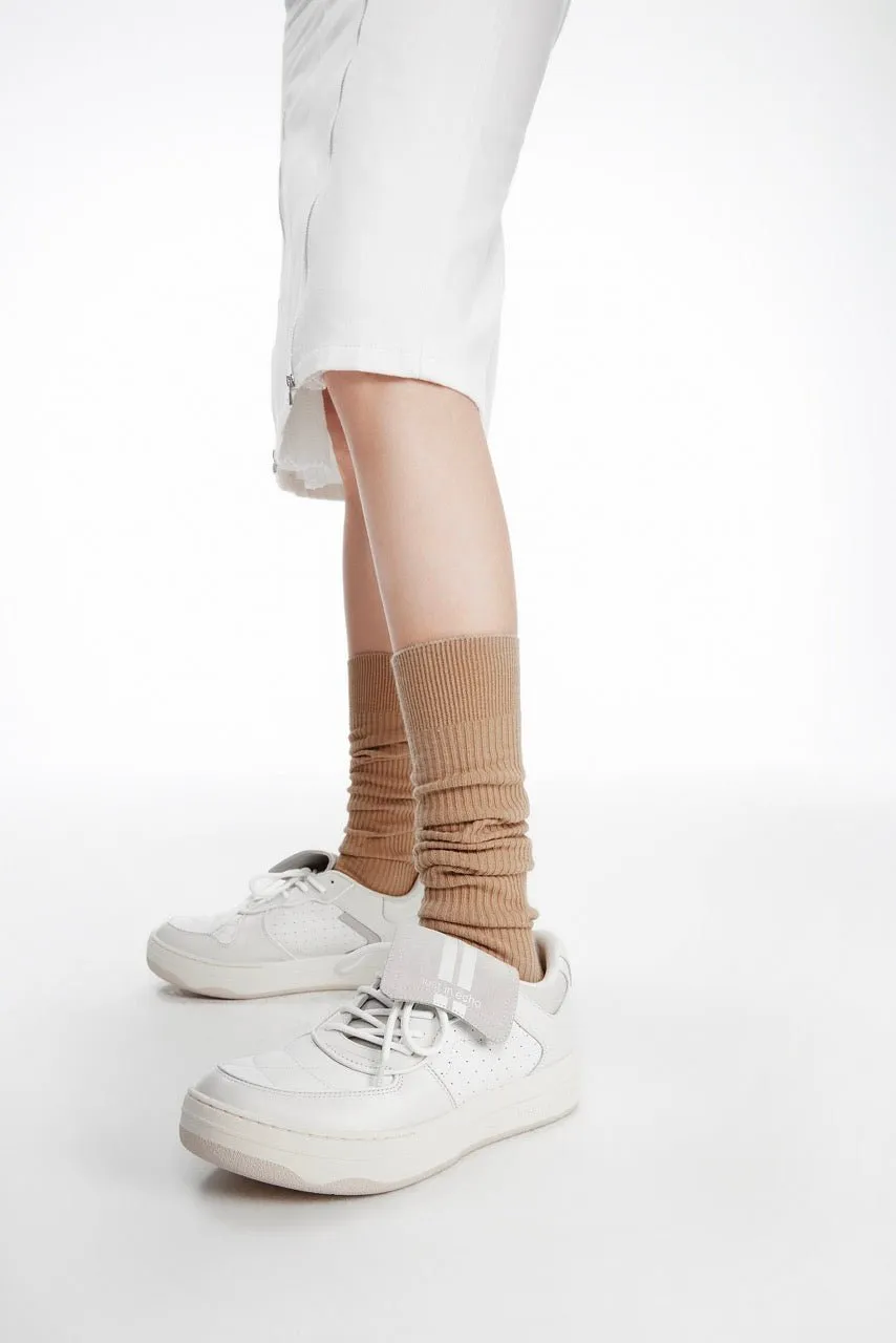 White Thick Sole Skateboard Shoes