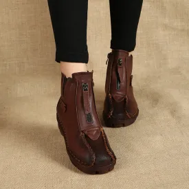 Winter Leather Handmade Retro Short Boots | Gift Shoes