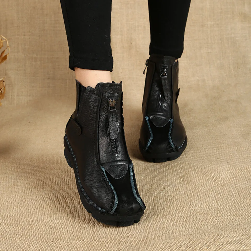 Winter Leather Handmade Retro Short Boots | Gift Shoes