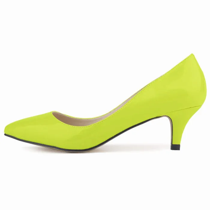 Women candy color pointed toe pumps office heels