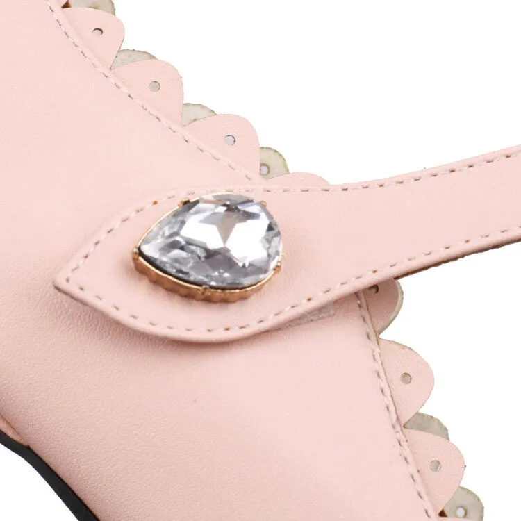 Women's Bow Tie Ankle Strap Chunky Heel Mary Jane Platform Pumps
