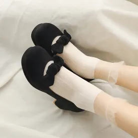 Women's Bowtie Chunky Heels Pumps Shoes