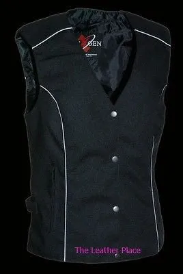 WOMEN'S MOTORCYCLE RIDING PINK TEXTILE VEST W/ STUD & WINGS DETAILING LIGHTWEIGH